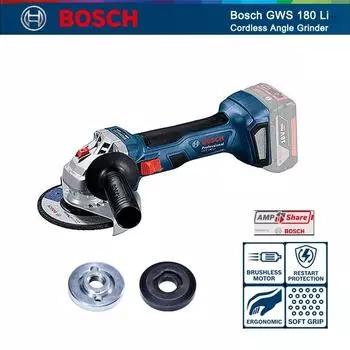Bosch GWS 180 Профессиональная бесщеточная угловая шлифовальная машина Многофункциональная шлифовальная машина Полировальная машина Аккумуляторная режущая машина 11000 об/мин Электроинструмент БЕЗ батареи