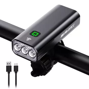 BOSIWO Bicycle Large Capacity 5200mAh Rechargeable LED Headlight with 3 in 1 Bicycle Headlight High Brightness IPX5 Waterproof Made of Aluminum Alloy