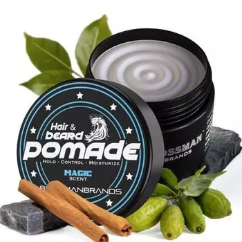 Bosman Hair Beard Pomade Увлажняющий с более длительной фиксацией и контролем Мужской и стилистический продукт для укладки усов Сделано в США Волшебный аромат 4 унции