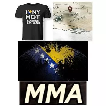 Босния и Герцеговина ММА кикбоксинг UFC муай тай графический узор с буквенным принтом футболка 3D мужчины женщины унисекс короткий рукав круглый вырез S