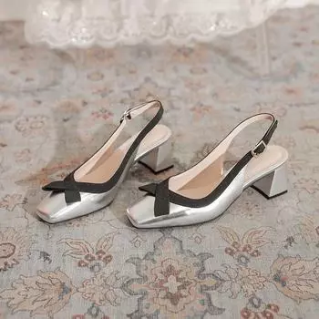 Босоножки Baotou Silver High Heel - женская летняя коллекция 2024 года 34 серебряный