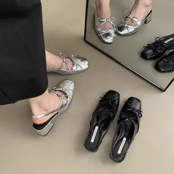 Босоножки Baotou женские летние новые французские потрясающие вечерние туфли в стиле феи на толстом каблуке серебристого цвета с высоким каблуком 35 серебряный