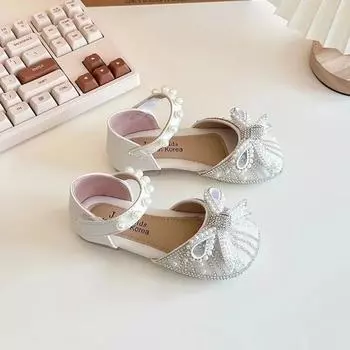 Босоножки для девочек, мягкая подошва, хрустальные туфельки принцессы, обувь для малышей, летний новый стиль, с закрытым носком, детская обувь, для маленьких девочек 23 length 14.5cm