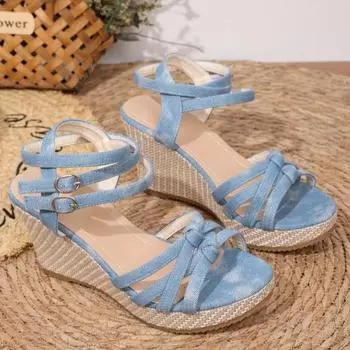 Босоножки Muffin Shoes на каблуке-клёпе, лето 2025, новые большие размеры, двубортные женские босоножки на толстой подошве 36 хаки