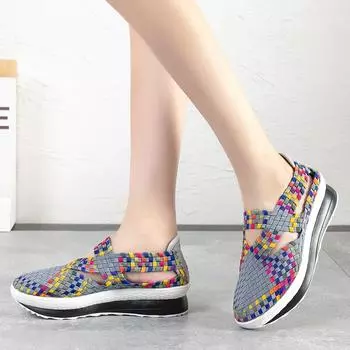 Босоножки на платформе Mary Jane с плетеной пляжной обувью, женские черные повседневные плетеные уличные сандалии с закрытым носком 35 чёрный