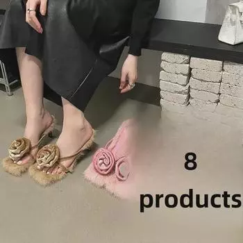 Босоножки на шпильках с мехом в стиле феи 2023 года: Женские туфли на высоком каблуке с тонкими ремешками и открытым носком 40