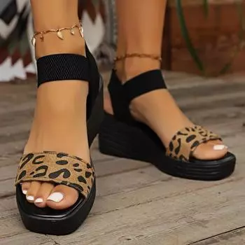 Босоножки на танкетке большого размера, лето 2024, новые, на толстой подошве, с эластичной танкеткой и одной педалью, женские модные босоножки 36