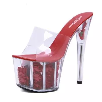 Босоножки на танкетке на очень высоком каблуке, пикантные женские босоножки на высоком каблуке, серия 181, каблук 17 см, 7 см, Patform LFD 34 белый