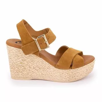 Босоножки на танкетке serraje мускатный орех 66493 t36/40 Женщина BIOSTOCK 38 коричневый