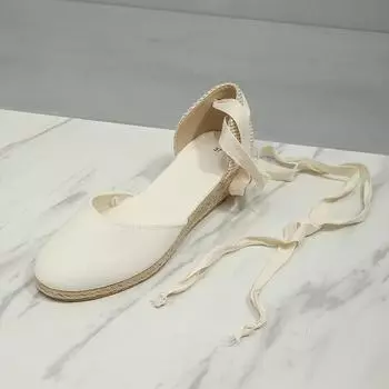 Босоножки на танкетке женские на шнуровке весна-лето новые простые универсальные модные туфли на высоком каблуке женские туфли Sandalias De Mujer 35 белый