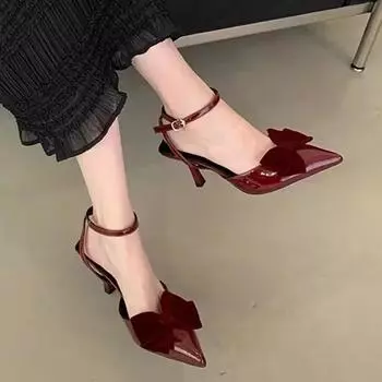 Босоножки на высоком каблуке с бантом, женские, с острым носком, элегантные, новые летние, сексуальные, свадебные туфли-лодочки, дизайнерская обувь De Dress Zapatillas 35