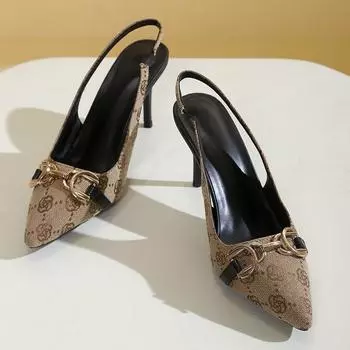 Босоножки на высоком каблуке с металлическими цепочками, женские, с острым носком, сексуальные, на шпильках, женские, модные, с вышивкой, для вечеринок, женские 35