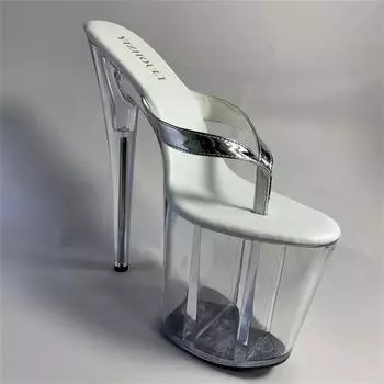 Босоножки на высоком каблуке-шлепанцы 2025 года, новинка лета, женская мода, универсальная, на очень высоком каблуке, в стиле феи, модная женская обувь-шпилька 34 белый