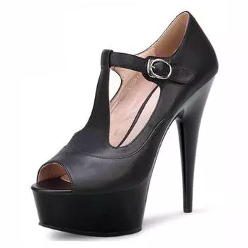 Босоножки на высоком каблуке stiletto 2025 новые летние туфли с открытым носком и Т-образной пряжкой летние универсальные женские туфли со стразами на каблуке 34 чёрный