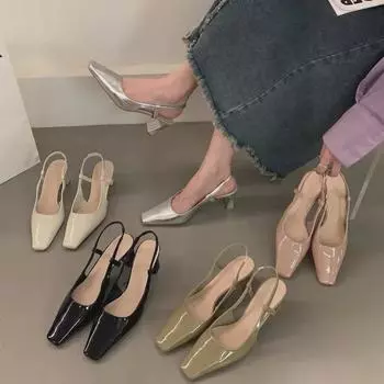 Босоножки Royal Sister телесного и белого цвета на высоком каблуке высотой 6 см 2024 года — идеальный вариант для лета! 35 серебряный