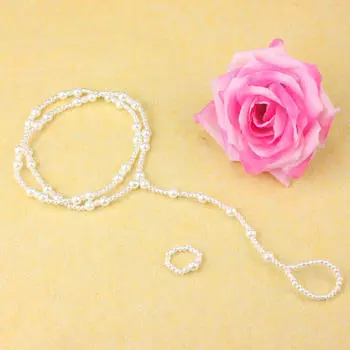 Босоножки с красивой жемчужиной, браслет на щиколотке, цепочка на ногу, кольцо на палец, ювелирные изделия белый