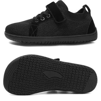 Босоножки с широким носком для маленьких детей, минималистичные кроссовки для мальчиков и девочек, нескользящие детские туфли на плоской подошве для школы, нулевая падение 25 чёрный