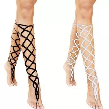 Босоножки Сандалии Вязание крючком Браслет для ног Обувь Украшение Свадебная цепочка на щиколотке чёрный