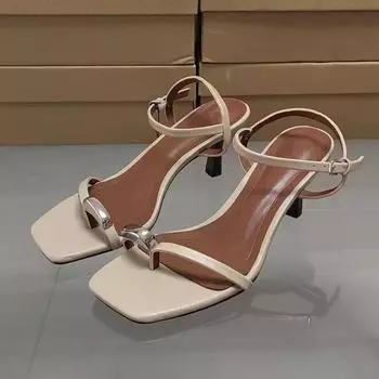 Босоножки TRAF Woman Open Toes Strap Sandals 2024 Лето Элегантные Туфли на высоком каблуке Шикарные Женские Модные Сексуальные Туфли С Пряжкой Новые 36