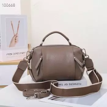 Boston Queen Fashion Soft Leather One-Shoulder Handbag Elephant Gray