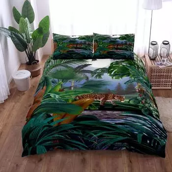 Botanical Riches Panther Duvet Cover Set UK Single Double Queen King US Twin Full King Size Комплект постельного белья 140X200CM
