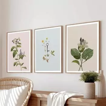 Ботанические винтажные велосипедные ключевые постеры и принты, настенная живопись на холсте, настенная картина для спальни, гостиной, домашний декор, фреска 21x30cm No Framed