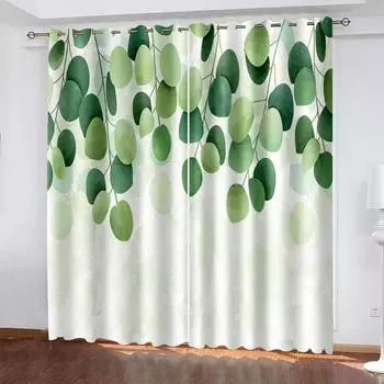 Ботанический цветочный затемняющий занавес Cortina Flower Leaf Window Шторы для спальни, гостиной, декор(2Панель)Кортина Пара Ла Сала Milled cotton fabric&Grommet Top