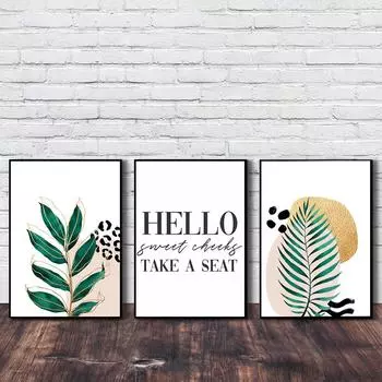 Ботанический тропический постер «Hello Sweet Cheeks, присядьте», принт, знак для туалета, настенная живопись на холсте, картины для декора ванной комнаты 21*30cm