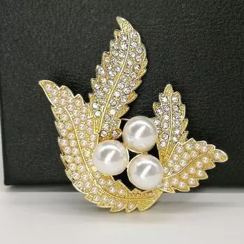 Ботанический Винтаж Искусственный Жемчуг С Бриллиантовым Сплавом Листья Женская Брошь Ювелирные Изделия