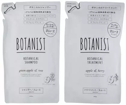 BOTANIST Шампунь на растительной основе 440 мл, растительный уход 440 г, гладкий [набор сменных блоков] и