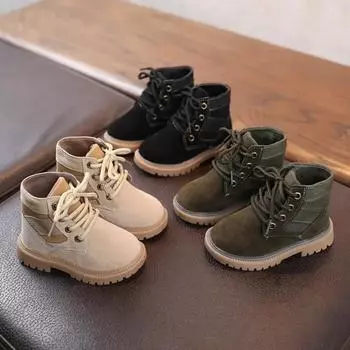 Botas Autumn Spring Casual Sneakers Boots Baby Kids Short Boot Boys Shoes Child Side Zipper Solid Color Boot Toddler Desert Shoe 21 insole13CM бежевый