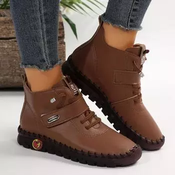 Botas de invierno de mujer, zapatos cosidos a mano, zapatos suela suave, botas piel mujer, botas algodn trmico 35 бежевый