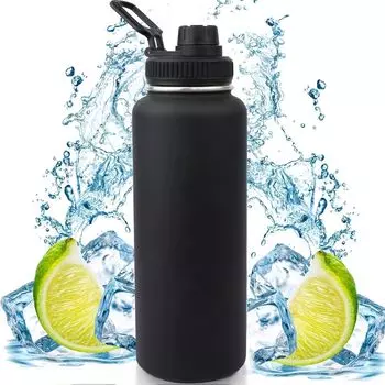 Botella Trmica Termo De Acero Inoxidable Sin BPA 100% A Prueba De Fugas Aislamiento De Doble Pared para Agua Fra (24 Хоры) О Кальенте (12 Хор) 12 OZ чёрный