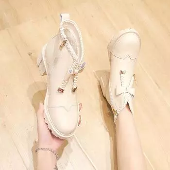 Ботильоны Белые короткие туфли на каблуке для женщин с круглым носком Женские ботильоны в стиле панк Массивная обувь Очень высокие каблуки Платформа Готика 35