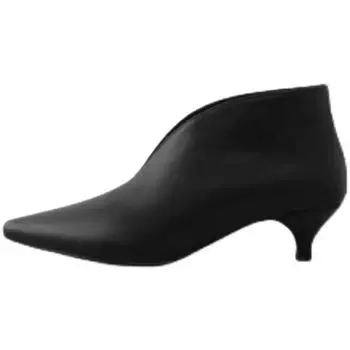 Ботильоны без застежек, зимняя обувь, каблук-рюмочка, зимние ботинки из коровьей кожи, женская обувь в корейском стиле, острый нос, французская женская обувь в стиле ретро 35 хаки