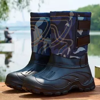 Ботильоны Ботинки на платформе EVA Резиновые сапоги Мужские плюшевые теплые зимние сапоги Водонепроницаемые хлопковые ботинки для мужчин Botas De Trabajo Hombre 40