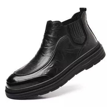 Ботильоны «Челси» для джентльменов из Великобритании, модные лакированные туфли с круглым носком, мужская модельная обувь, мужские черные коричневые туфли с высоким берцем 38