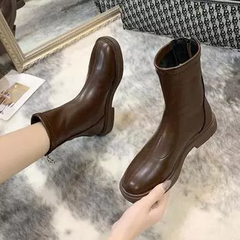Ботильоны челси женские осенне-зимние модные теплые короткие сапоги из искусственной кожи с флисом женская обувь элегантные дизайнерские Botines 35
