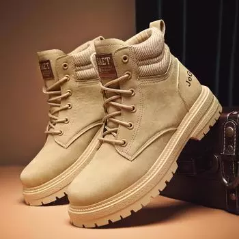 Ботильоны для походов, мужские байкерские ботинки для мотоциклистов, повседневные кроссовки с круглым носком, гибкая толстая подошва, обувь для активного отдыха, весна и осень 39 хаки