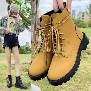 Ботильоны для женщин Британский стиль PU Кожа крест ремешки Толстые сапоги Женская модная обувь Женская обувь 35 чёрный