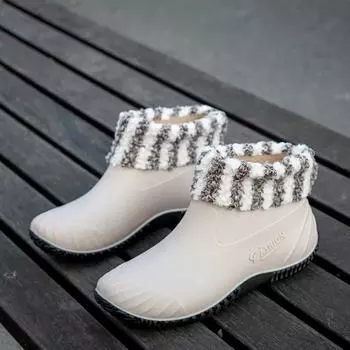 Ботильоны для женщин, новые водонепроницаемые низкие дождевые туфли, женские нескользящие модные хлопковые дождевые сапоги, женские резиновые туфли 36 фиолетовый