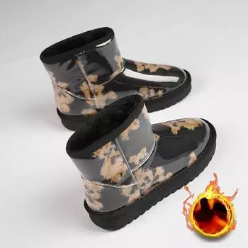 Ботильоны для женщин Зимняя обувь 2022 Новый In Plus Бархат Теплые снежные сапоги Женская комфортная обувь для ходьбы 35 бежевый