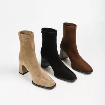 Ботильоны до середины голени для женщин, модные высокие каблуки, квадратный носок, массивная платформа, с молнией сзади, женские повседневные короткие ботильоны на блочном каблуке 34 хаки