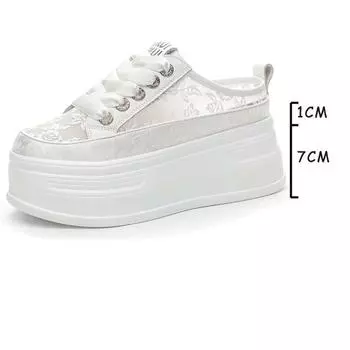 Ботильоны Fujin 8 см Air Mesh, туфли-лодочки, модные синтетические кроссовки на платформе и танкетке, удобные летние тапочки, дышащие женские 34 белый