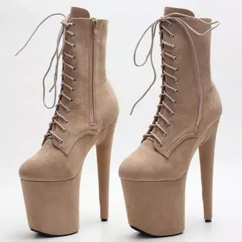 Ботильоны из фланелевого материала на очень высоком каблуке на платформе 8 дюймов и платформе для танцев на пилоне