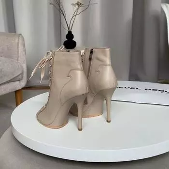 Ботильоны из натуральной кожи с открытым носком, женские туфли, бальная подошва, настраиваемые латинские танцы, уличные сексуальные туфли на шпильках 35