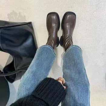 Ботильоны кожаные рабочие плоские ботильоны для женщин челси женские короткие туфли новые рок-шик и элегантность распродажа 2020 года готическая мода 2024 35