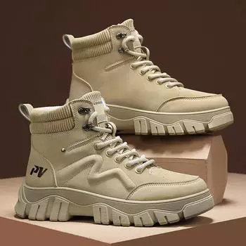 Ботильоны Мотоциклетные ботинки Обувь Мужская Кроссовки Спорт и отдых на открытом воздухе Толстая подошва Повседневная обувь Модные мокасины Новые 39 чёрный