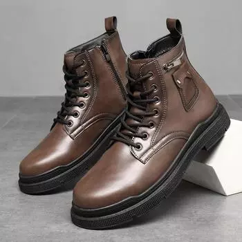 Ботильоны мужские модные высокие кроссовки мужская уличная кожаная обувь мужская 39 чёрный