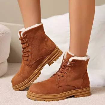 Ботильоны на меховой платформе, брендовые замшевые туфли, зимние теплые плюшевые хлопковые повседневные кроссовки 2025 года, трендовые спортивные ботинки для бега, женские 36 чёрный